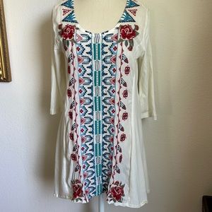 Johnny Was floral embroidered tunic top